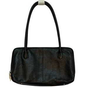 CLARKS Black Leather Double Strap Baguette Purse